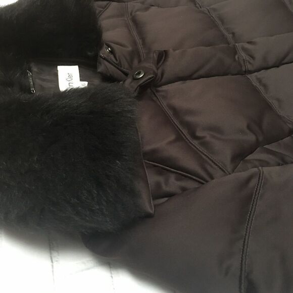 Calvin Klein down puffer jacket with fur collar XS - Picture 15 of 16